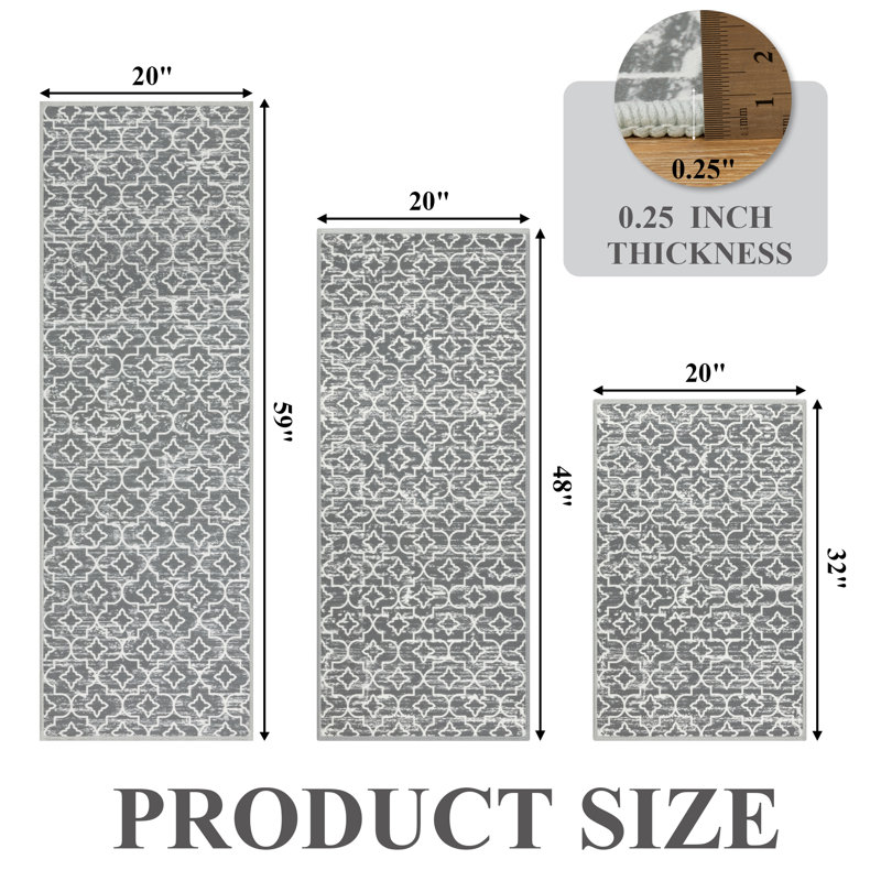 Machine Washable Non-Slip Kitchen Mat, Gray
