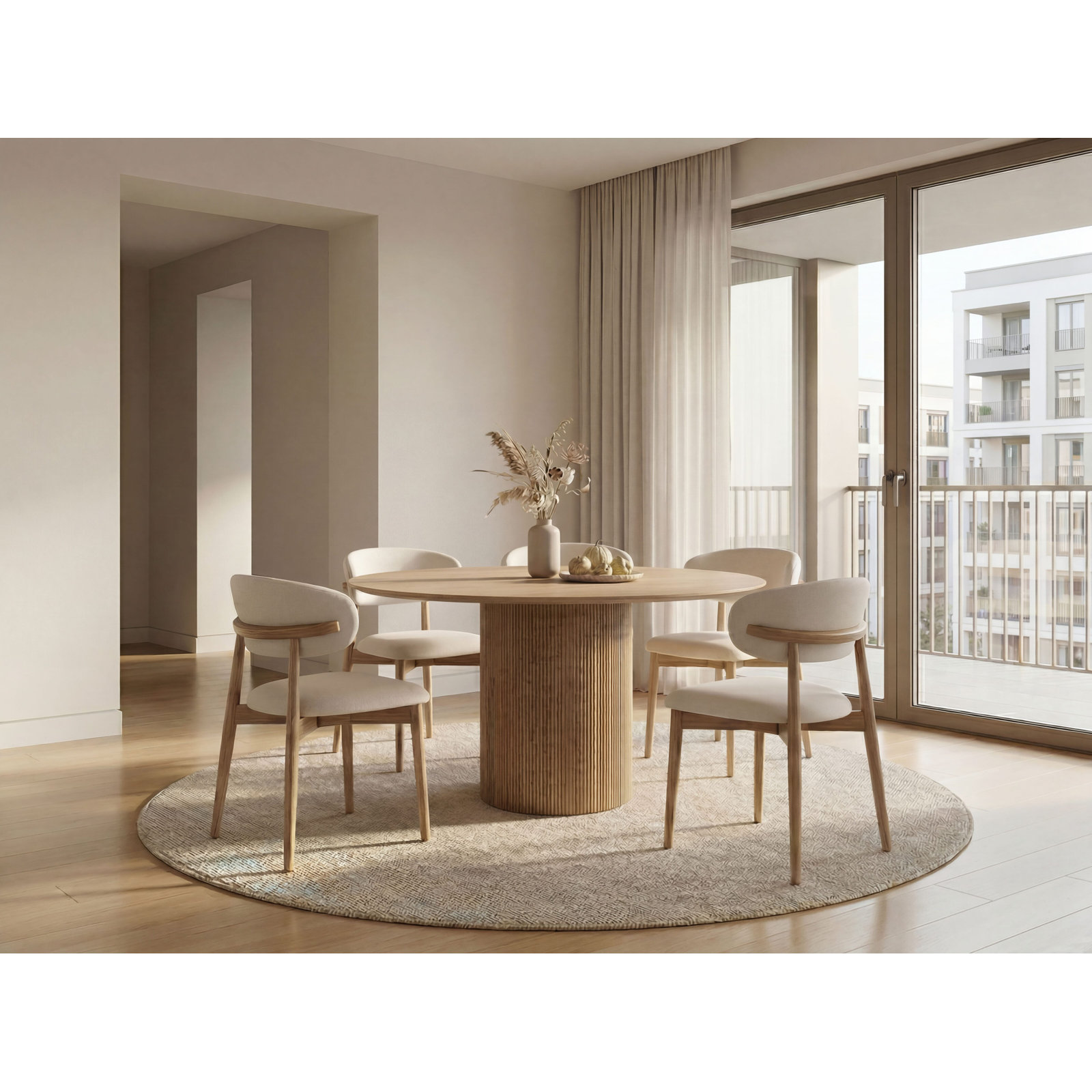 Dining Table, Natural, 30" H x 53.15" L x 53.15" W