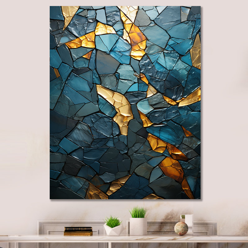 Pierre mosaïque I - décoration murale en marbre, Toile tendue, H 20 po x l 12 po x P 1 po
