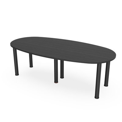 Table de conférence en forme de bateau ovale avec pieds en pot noir mat