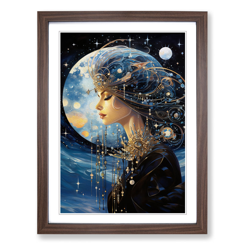Single Picture Frame Print on Wood, 46cm H x 34cm W, Walnut Framed