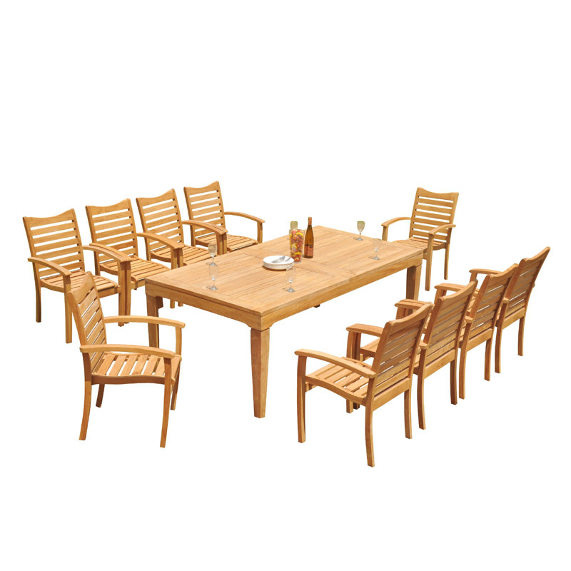 Outdoor 11 - Piece Teak Dining Set