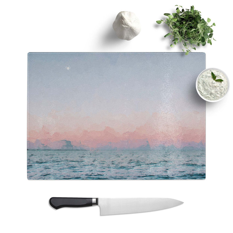 Glass Moon Above The Vast Ocean in Abstract Chopping Board, 39 cm W x 28.5 cm L