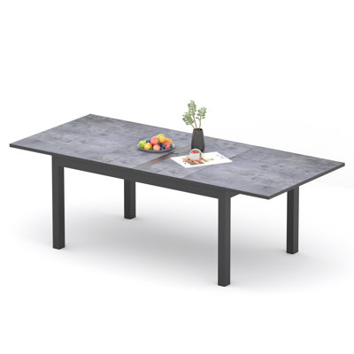 Calliana Extendable Aluminum Dining Table With Umbrella Hole