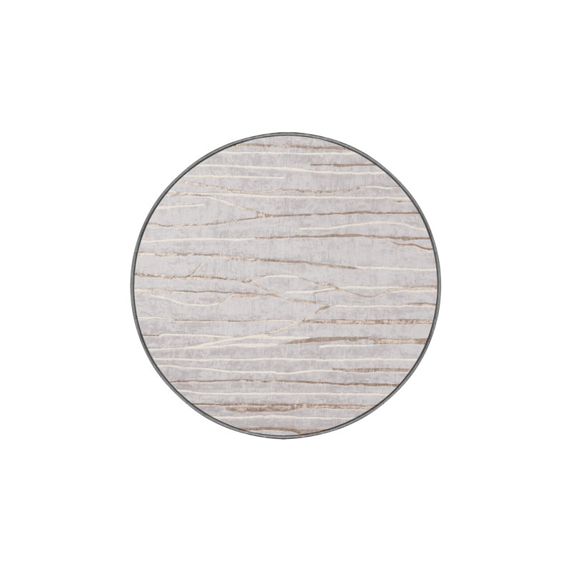 Tapis gris soyeux et moelleux, Rond 7 pi