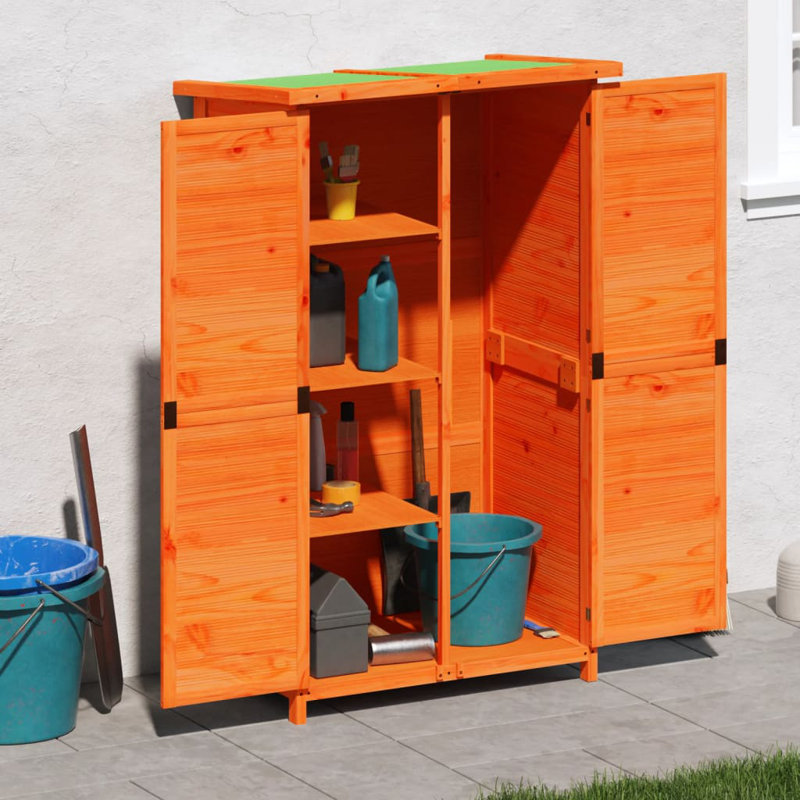 Lansdown 3 ft. W x 2 ft. D Solid Wood Tongue & Groove Flat Tool Shed, Brown