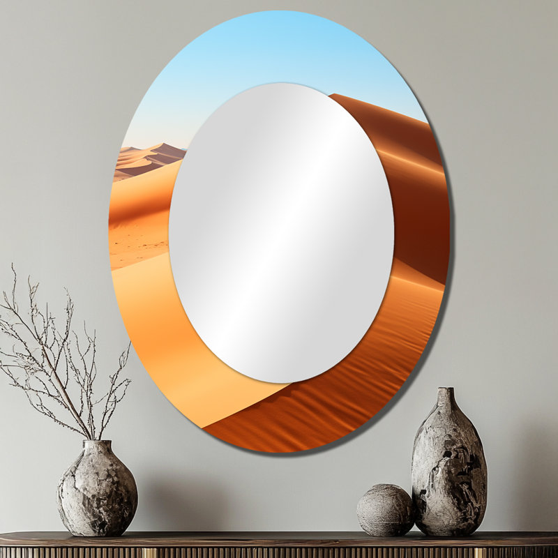 Miroir décoratif ovale sur métal Desert Dreams Oasis II, 40 po x 30 po