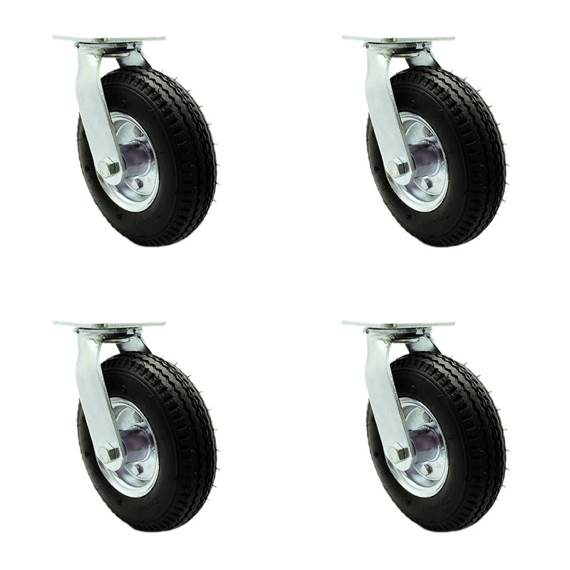 4-Piece Pneumatic Rubber Caster Set