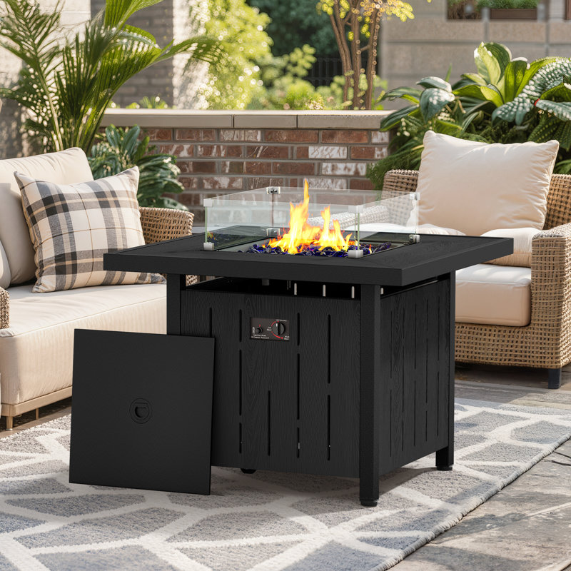 Table de foyer d'extérieur au gaz naturel de 42 000 BTU avec rangement caché
