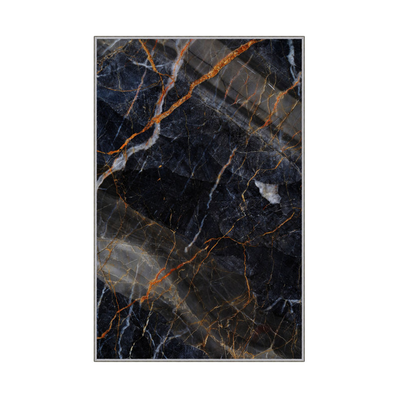 Elegant Hall Carpet, 3D Digital Print Design, 3.9 x 4.9 ft | 100% Polyester, Antibacterial, Non-Slip PVC Dot Underside, Pile Height: 0.04 in, Machine Washable, Perfect for Living Room & Entryway Decor