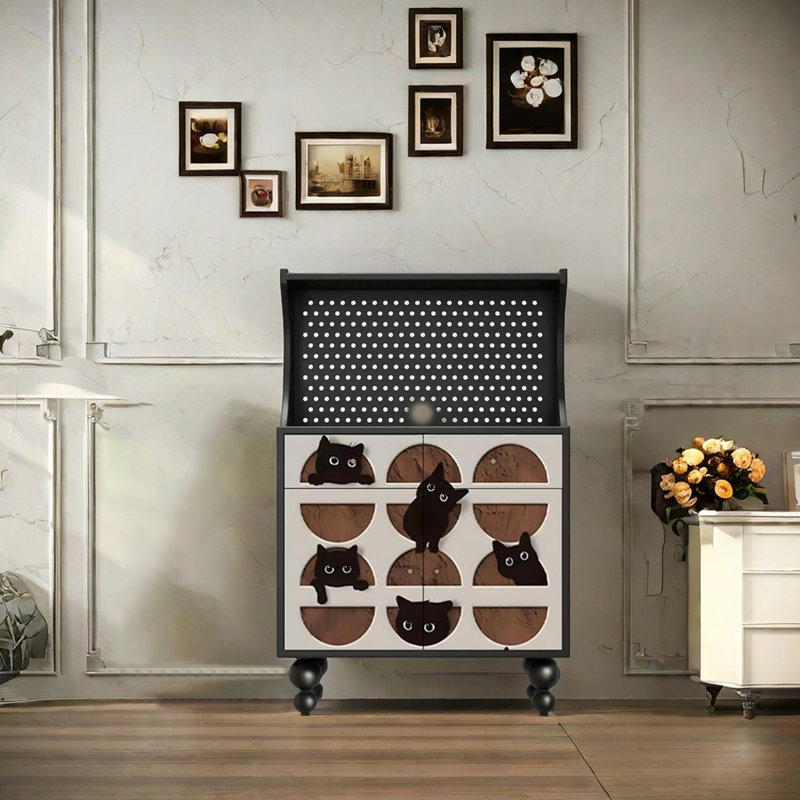 Armoire d'appoint moderne et multifonctionnelle, Noir, noir, noir, noir
