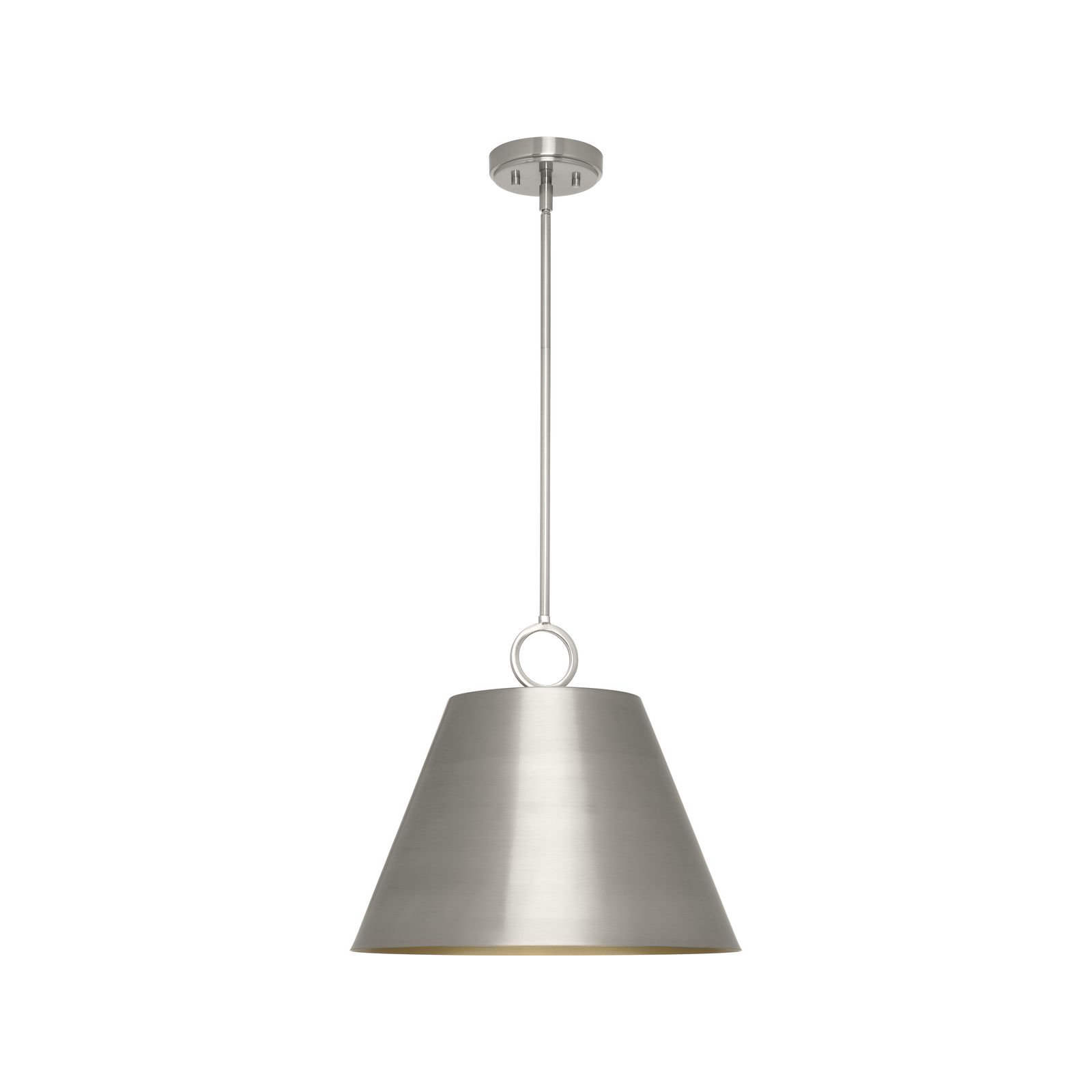 Elda Metal Dimmable Pendant, Brushed Nickel, 15.25" H x 17.87" W x 17.87" D