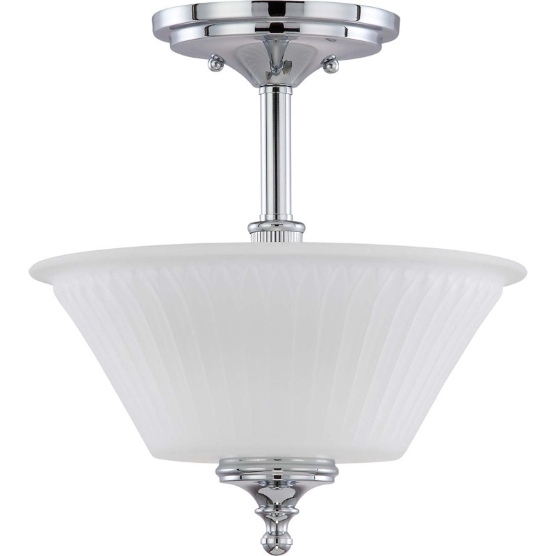 Plafonnier semi-encastré 2 lumières 12 po Haner, Chrome poli
