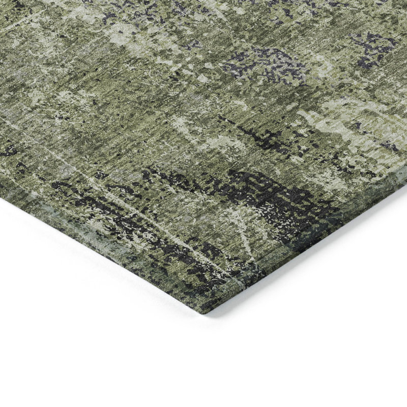 Tapis extérieur lavable abstrait vert artichaut 3 pi x 5 pi