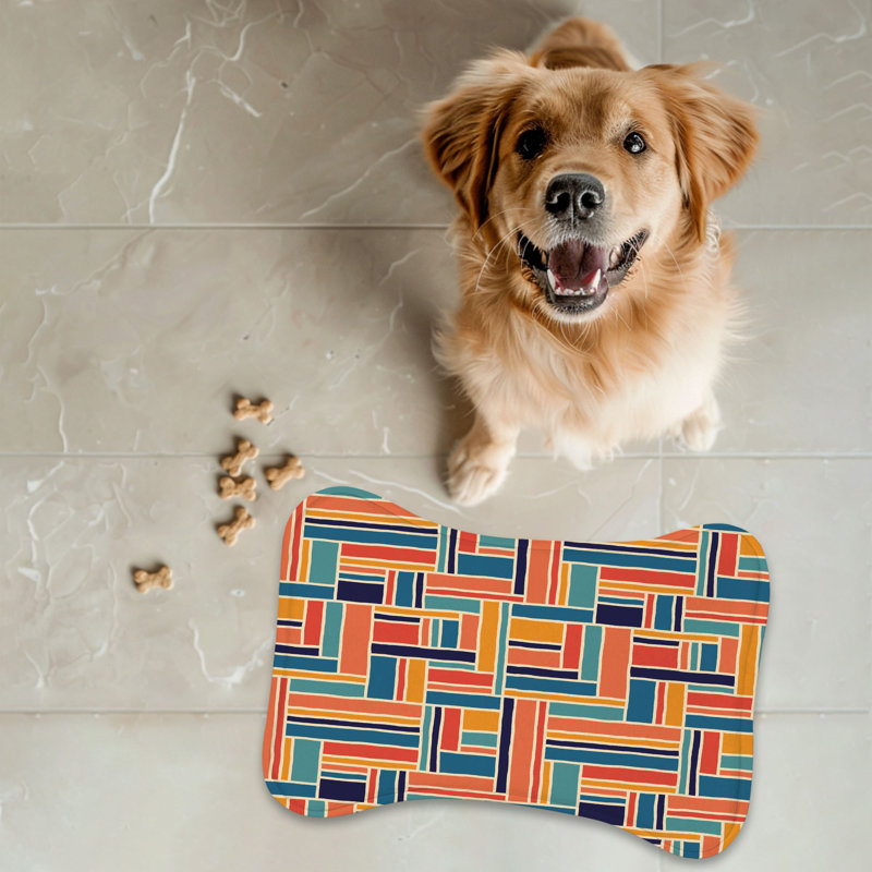 Rainbow Retro Look - 1 Piece Bone Shape Feeding Mat
