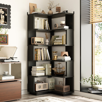 63.8"H 6-Tier L-Shaped Corner Bookshelf