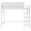 Grand lit mezzanine avec échelle, grand lit mezzanine en métal avec tablettes de rangement, lit mezzanine pour enfants, blanc