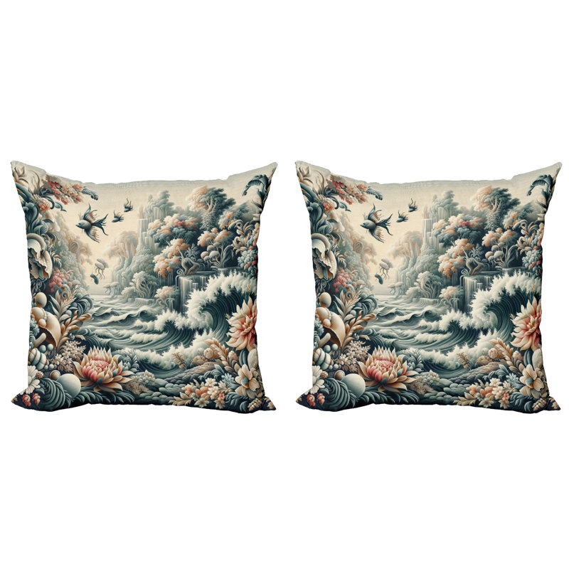 Blush and Dark Slate Blue Microfiber Reversible Throw Pillow Covers, Set of 2