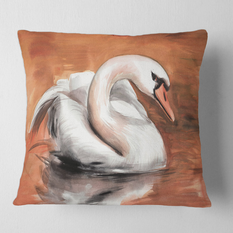 Coussin Swan On The Water - Traditional, 16" x 16"