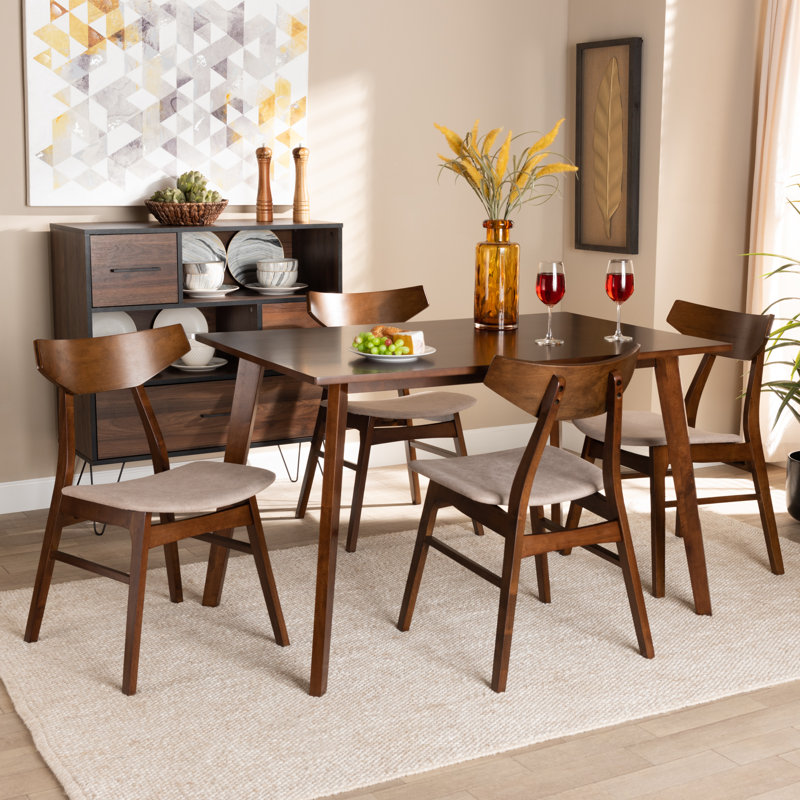 Cherrington 5-Pc Rubberwood Solid Wood Dining Set, 30.7'' H X 18.3'' W X 20.9'' D, Light Beige