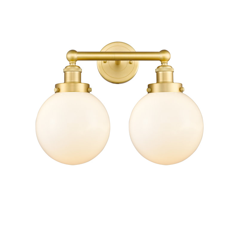 Éclairage pour meuble-lavabo à 2 lumières à intensité variable Alfonsa, Blanc mat, Or satiné