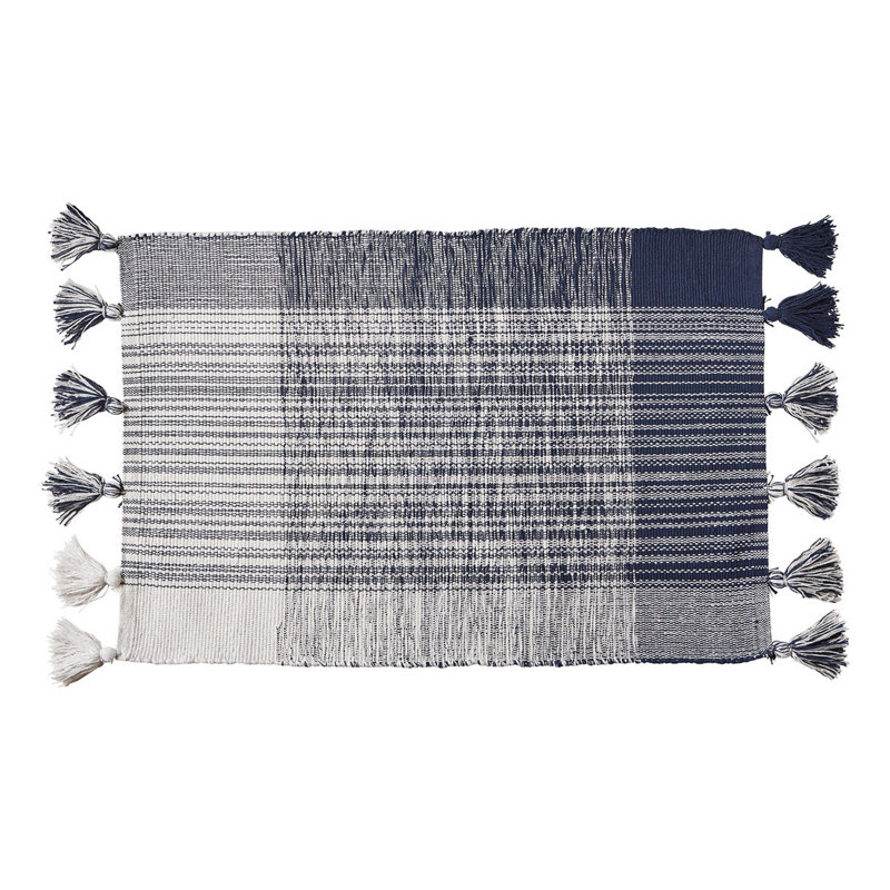Lised Cotton Plaid Indoor Rug, Blue