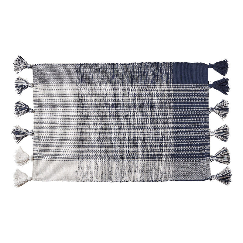 Lised Cotton Washable Plaid Indoor Rug, Blue