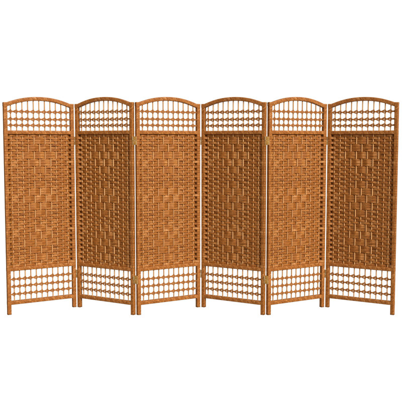 Adelah 4 Ft. Short Folding Screen, 6 Panel, Dark Beige