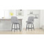 Ensemble de 2 tabourets de bar pivotants à hauteur de comptoir de 26 po avec pieds en bois massif, tabourets de bar de style campagne moderne pour îlot de cuisine et comptoir, tissu performance gris-66308473