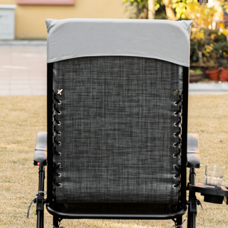 Portable Folding Chair, Gray With Cushioned Seat And Side Tray, Up To 264lbs, For Indoor & Outdoor Chair Tray Padded , Folds Easily, 264lbs Capacity,
