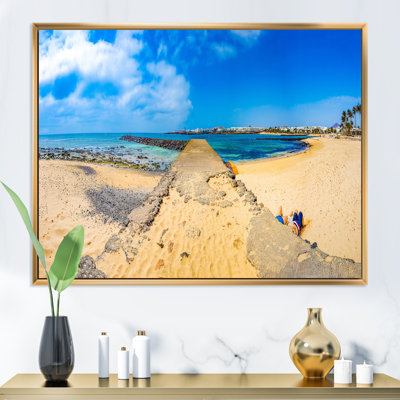 «Espagnole vue sur la plage à Lanzarote», reproduction sur toile