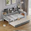 Lit de jour simple en bois avec tablettes de rangement, lit multifonctionnel avec lit gigogne simple et bureau-1366549033
