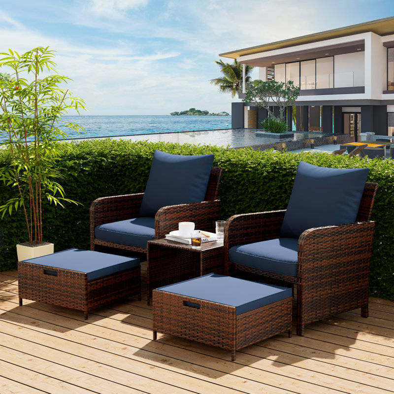2 - Person Patio Seating Group With Cushions, Navy