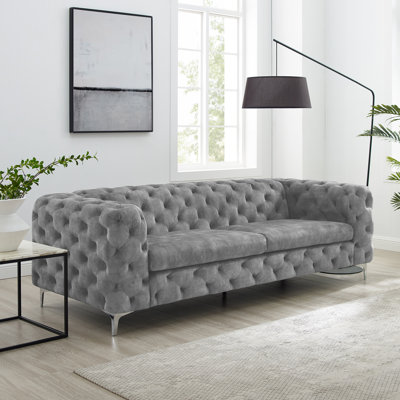 Ghaleb 237Cm Velvet Square Arms Sofa