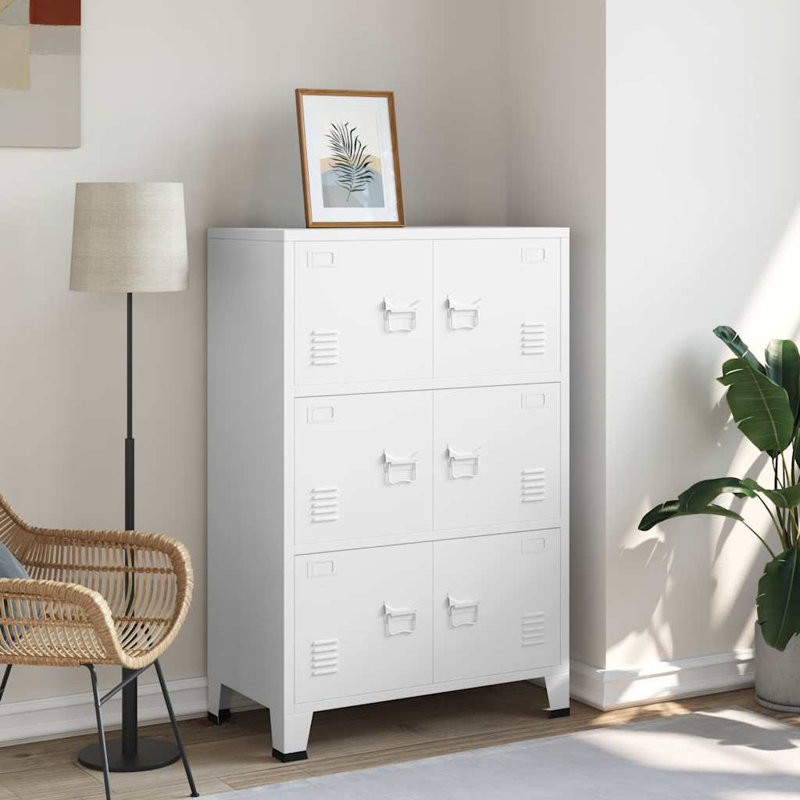 Commode de rangement rectangulaire en métal, White