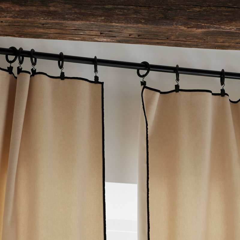Dario Room Darkening Curtain Single Panel, 140cm x 280cm, Beige