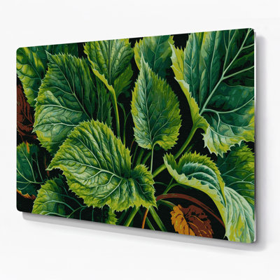 Art mural en métal vert légumes et ortie