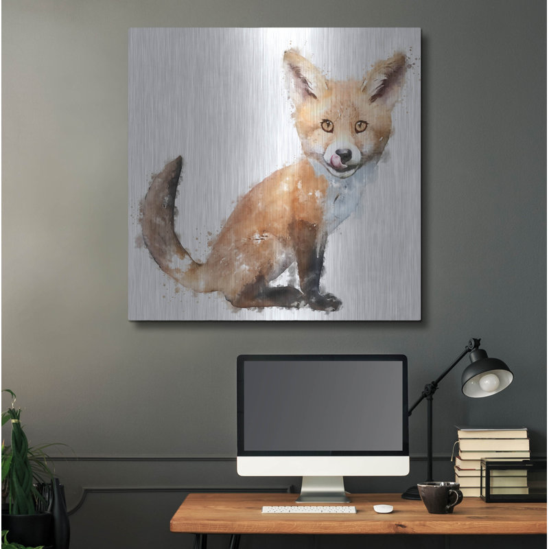 «Foxy Good» par Kim Curationa, art mural en métal, H 36 po x l 36 po