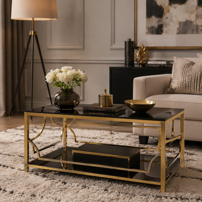 Square Glass Metal Frame Coffee Table