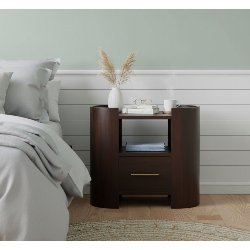 55cm W Solid Wood Bedside Table