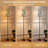  68.5" Standing Floor Lamp Abstract Blue Beige Ikat Earthy Accents Dimmable Metal Pole Lamp with Linen Lampshade LED Bulb Included