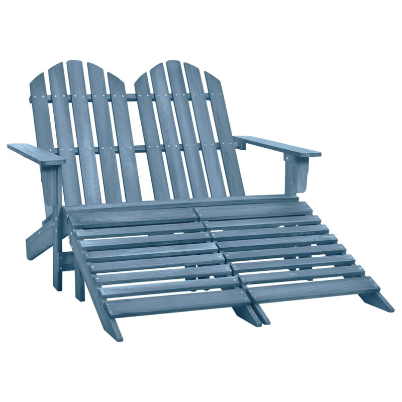 Chaise Adirondack de patio 2 places avec repose-pieds Rosecliff Heights, Bleu