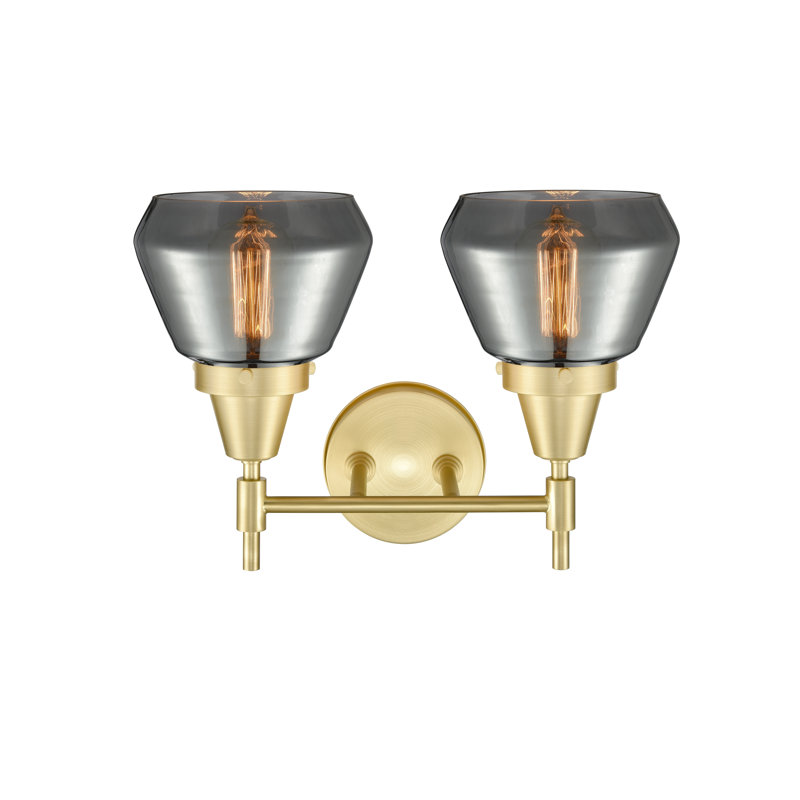 Éclairage pour meuble-lavabo à 2 lumières à intensité variable Gayle, Ampoule DEL rétro 4 watts, Plaqué couleur fumée