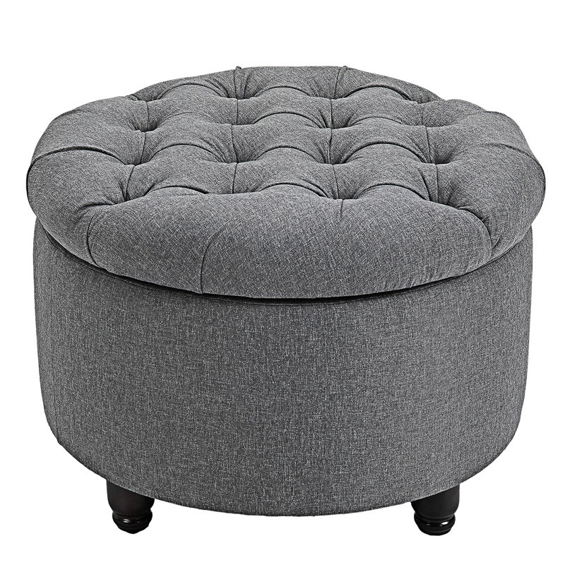 Repose-pieds rond avec repose-pieds en tissu