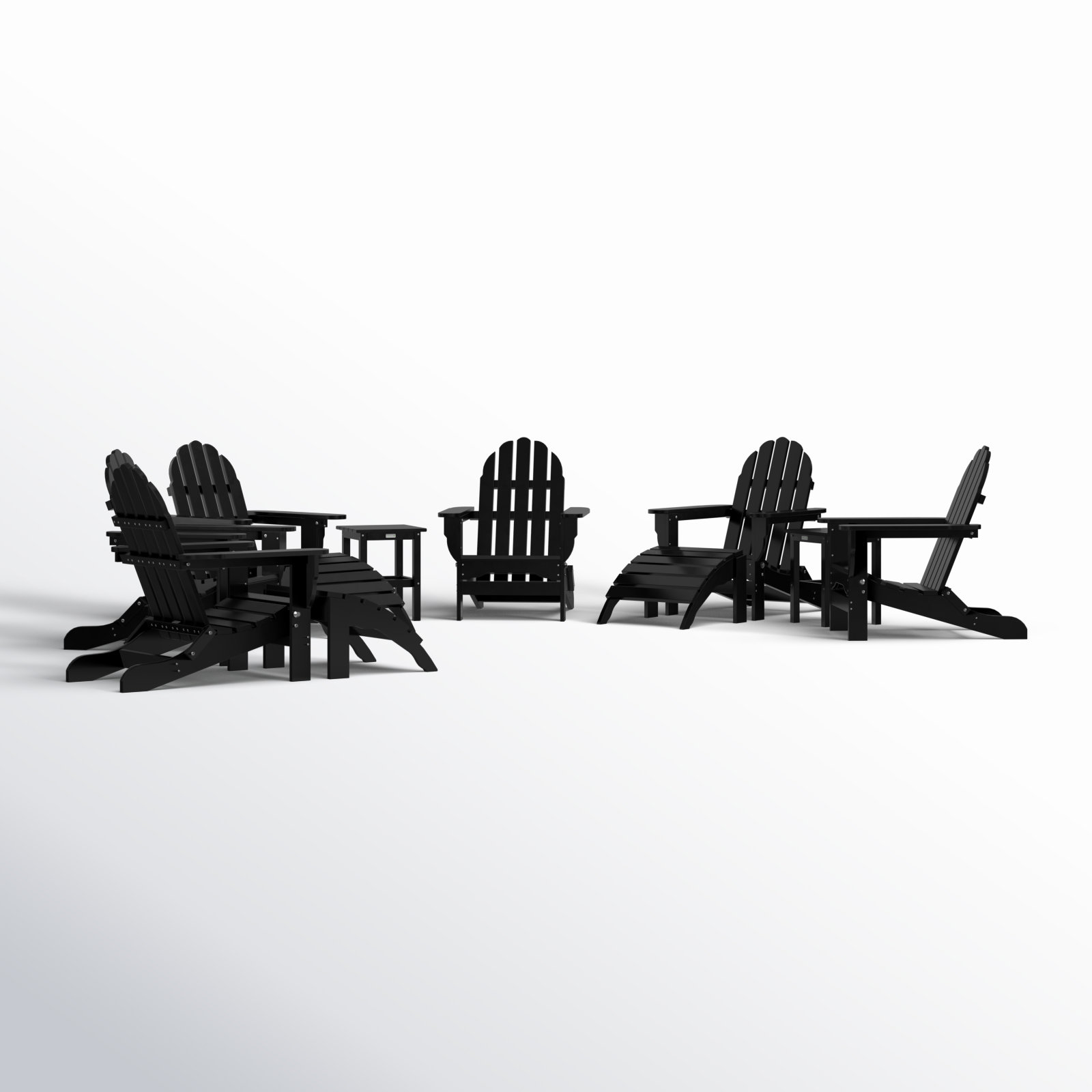 Leighton Foldable Outdoor Adirondack Set, Black