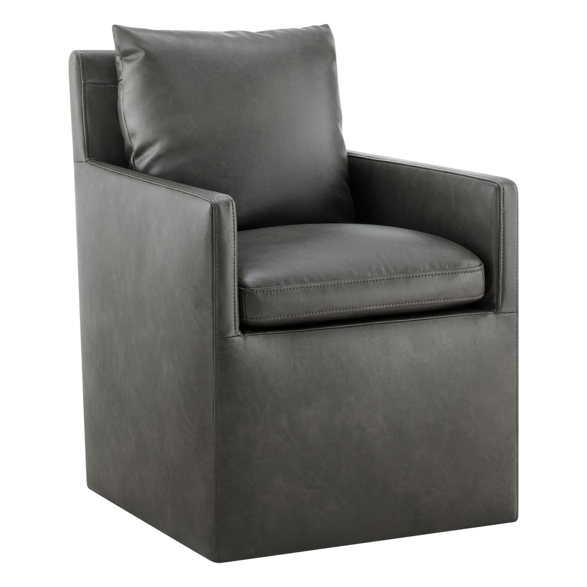 Alayaa Upholstered Arm Chair, Grey Faux Leather