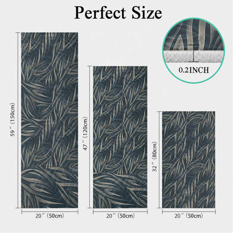 Palm Leaf Non-Slip Washable Kitchen Mats