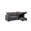 Canapé-lit modulaire réversible gris foncé Nathan de 84 po avec méridienne de rangement, ports de chargement USB et poche