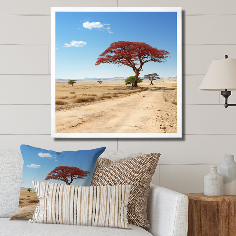 African Safari Tree Bliss II - arbre, art mural, Silver Picture Framed, H 30 po x l 30 po x P 1,5 po