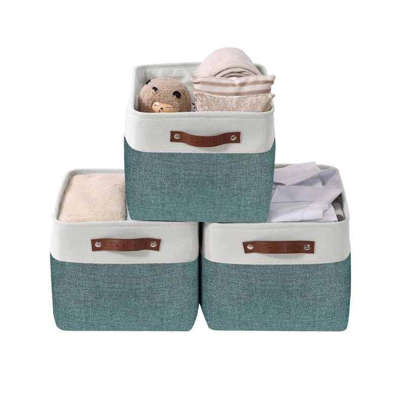 Bac en tissu, Vert / blanc, 3